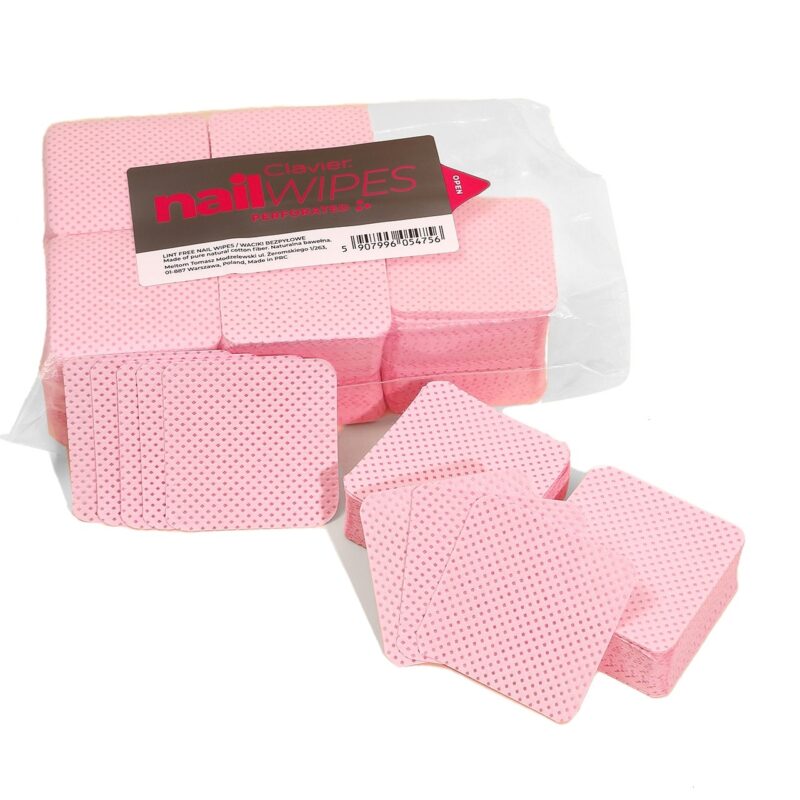 Clavier waciki perforowane bezpyłowe 600 szt. 5x5cm nail wipes różowe